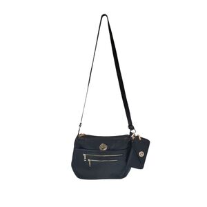 New Beverly Hills Polo Club Black and Gold Crossbody Bag With Matching Wristlet